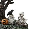 Halloween Atmosphere Decorations Garden Ornaments, Spooky Cemetery Decor with Resin Skulls Dead Trees Retro Gothic Home Pumpkin Raven for Indoor