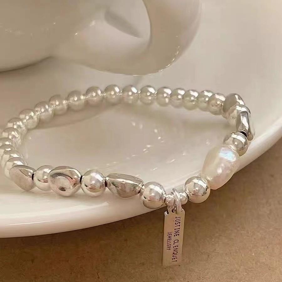 Silver Pearl Sophisticated Geometric Bracelet Exquisite Handcrafted Gift Womens