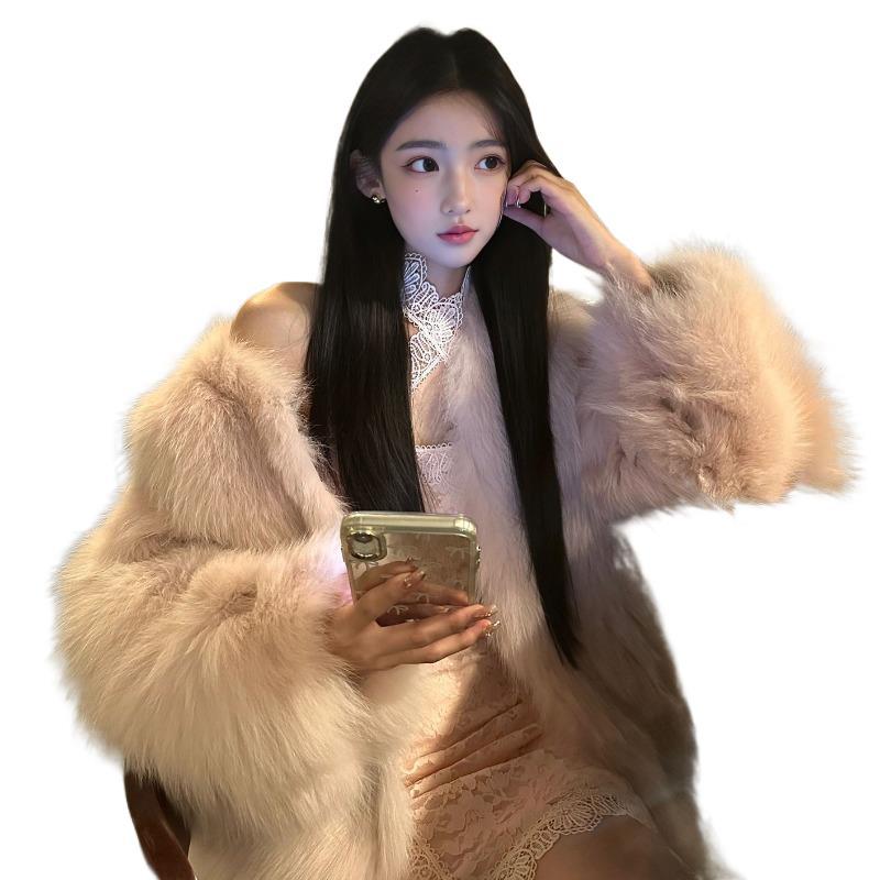 New noble feeling imperial sister temperament imitation fox fur fur coat foreign fashion fur coat women's autumn and winter
