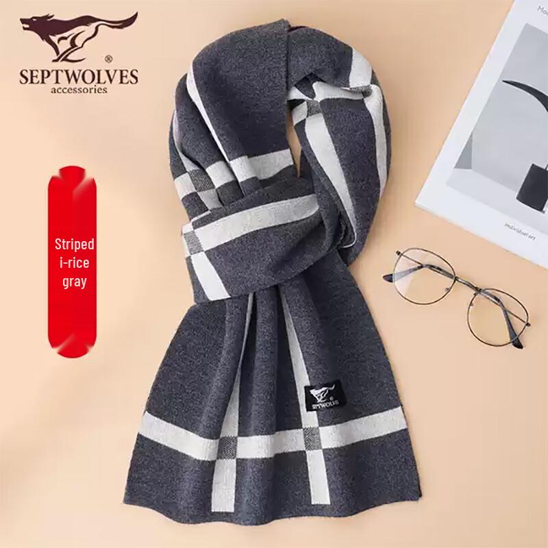 Septwolves Men s Striped Wool Scarf