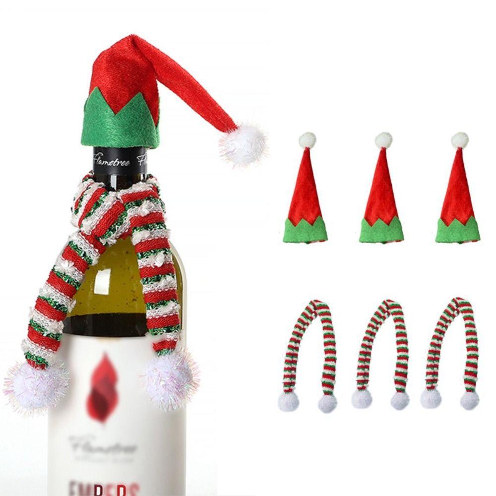 3Sets Nordic Style Christmas Wine Bottle Cover Simple Red Wine Bottle Cover Wine Bottle Hat  Kitchen