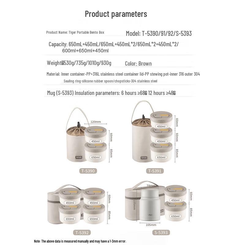 TAFUCO 316L Stainless Steel Microwavable 3-Layer Lunch Box