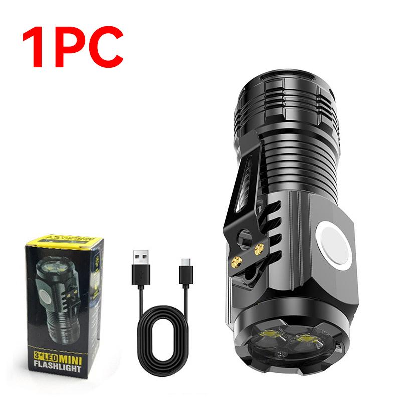 Ultra Powerful Handheld Flashlight 3 LED Mini Tactical Flashlight Rechargeable High Power LED Torch Metal Pen Clip Hand Lamp