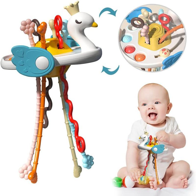 Toys Educational Toys Activity Development Pull String Silicone Teething Rattle Learning Toy Baby Sensory Montessori 6 12 Months
