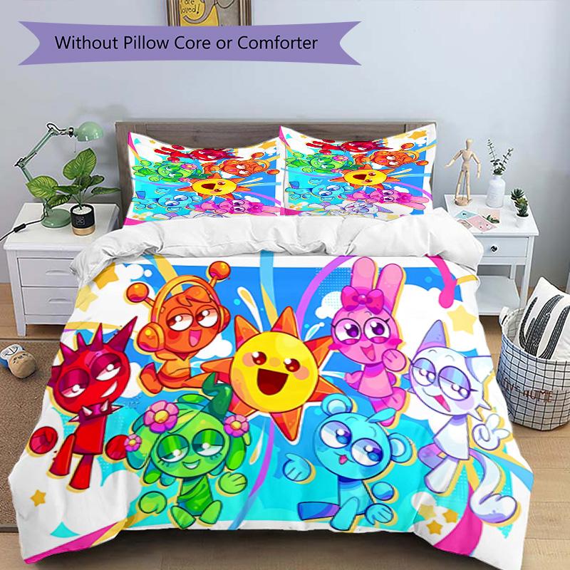 3pcs Sprunki2 pattern bedding set duvet cover set includes duvet cover &pillowcases, perfect all season bedroom decoration & gift