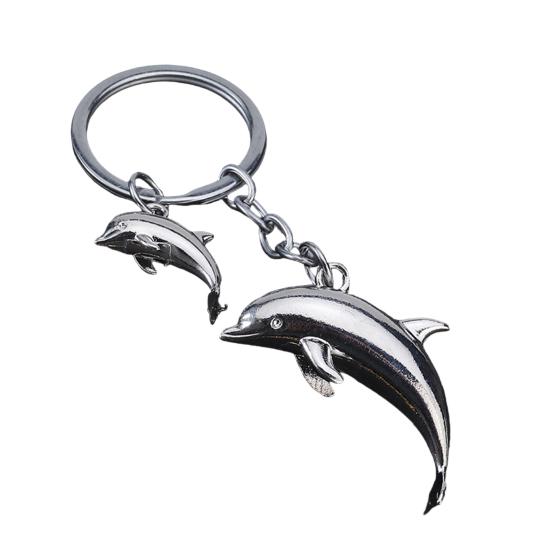 

Keychain Pendant Zinc Alloy Dolphin Design Key Chain Easy to Hang Electroplated Metal Key Ring Backpack Car Accessory серебряный