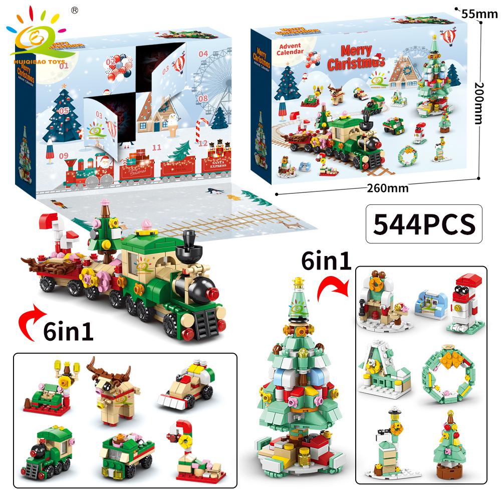 

6IN1 Christmas Elk Deer Santa Claus Building Blocks City Snow House Xmas Tree Bricks Set Toys for Children Kids Gift with box
