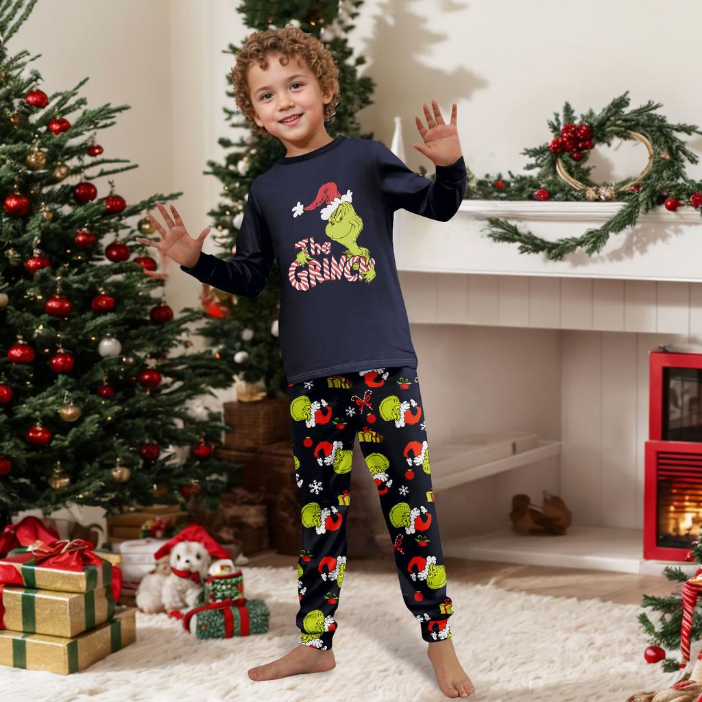 Pijamale Drăguțe Set Familie, Haine de Casă, Set Familie Top cu Mânecă Lungă și Pantaloni