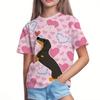 Children's Cartoon Sausage Puppy Print Cute Multi-color T-shirts Girls Fashionable Soft Comfortable T-shirt
