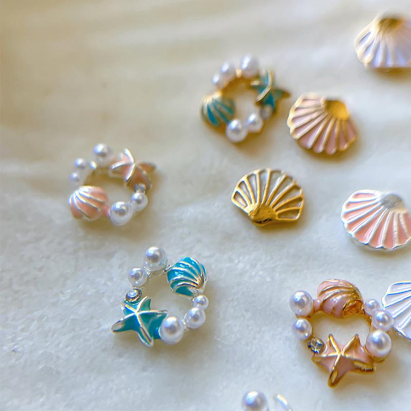 Alloy Pearl Shell Nail Art Supplies Irregular Color Seashell 3D Nail Flakes Seashell Slices Decoration Diy Nail Accessories