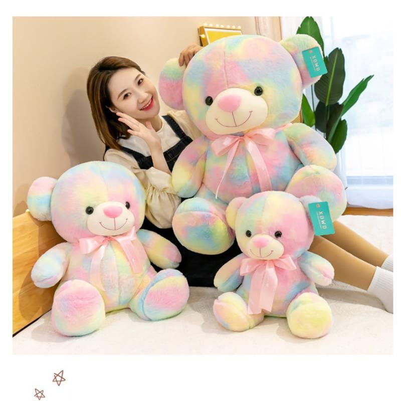 Rainbow Bear Plush Toy With Soft Cotton Material For Kids And Birthday Gift