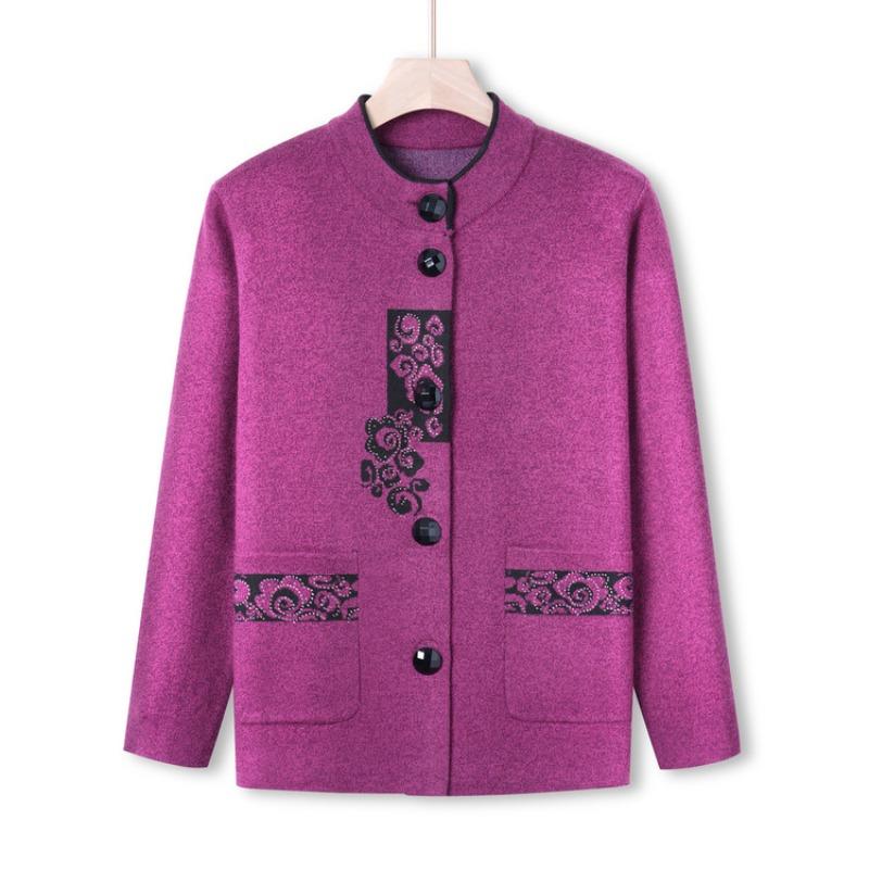 Middle-aged Knitted Sweater New Autumn Cardigan Jacket Year-old 0 Mother Sweater Old Man Lady Clothes