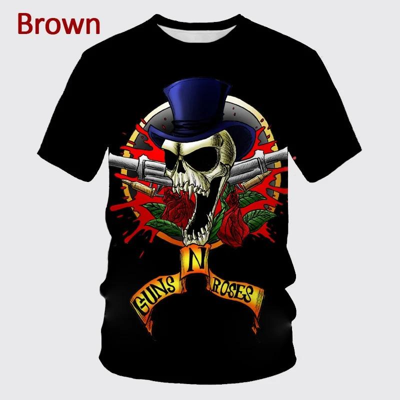Summer   Guns N' Roses Rock Band 3d T-shirt Unisex's And WoUnisex's Hip-hop Casual Fashion T-shirt Harajuku Oversized Tops