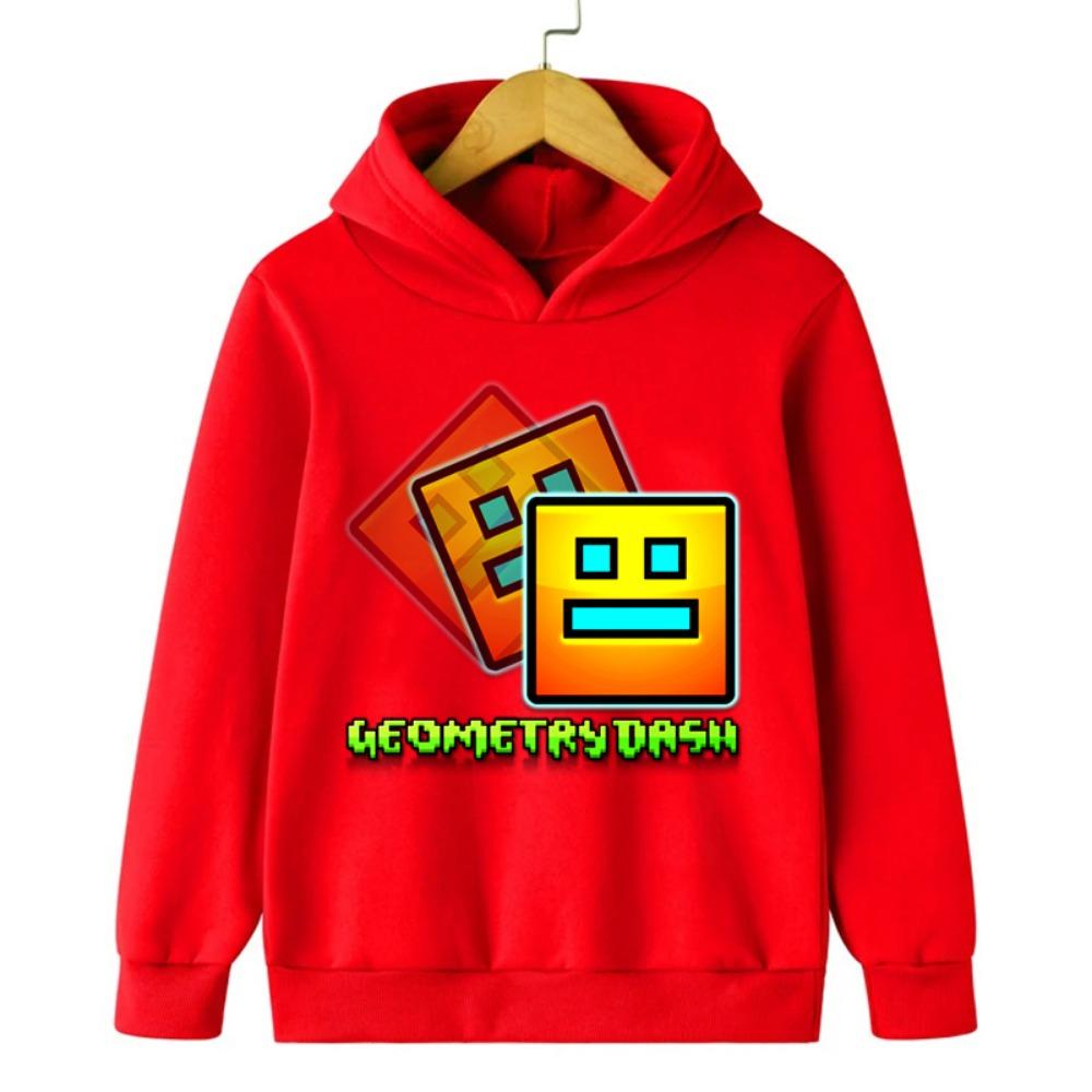 

Худі Geometry Dash для дітей, з довгим рукавом, пуловер, осінні куртки, дівчатка, кумедні мультяшні топи, хлопчики, світшоти, дитячий одяг 160