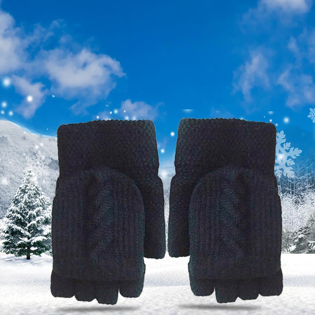 1 Pair Knitted Top Cycling Gloves Adjustable Half Finger Full Finger Winter Outdoor Hiking Warm Cotton Mittens