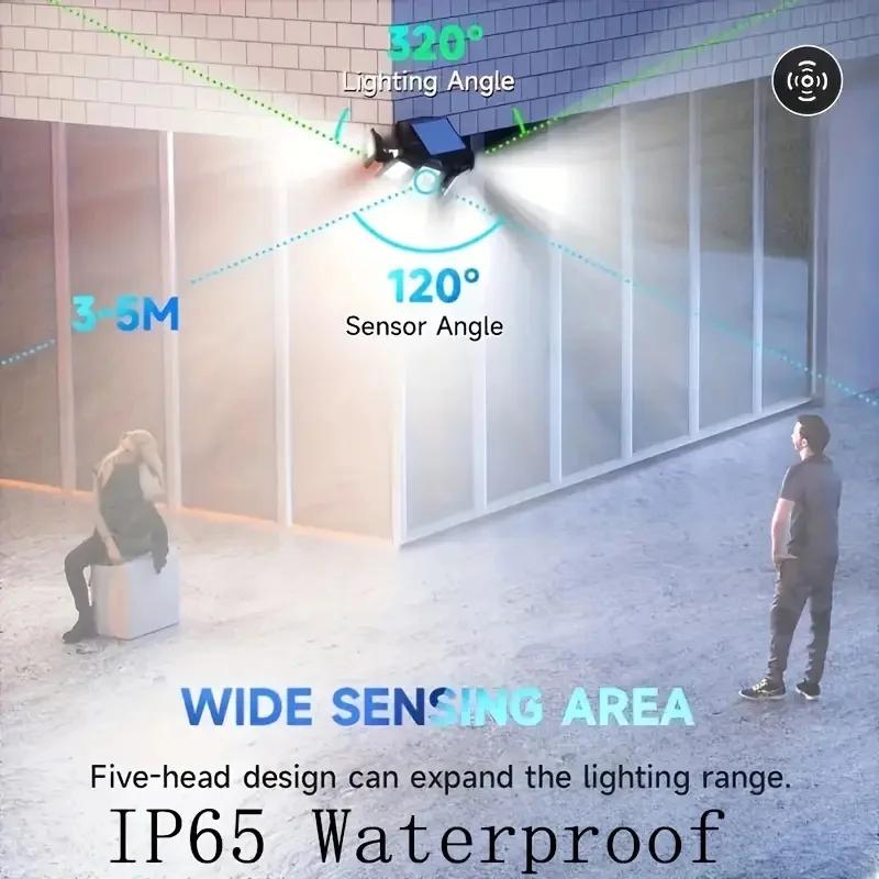 Solar Lights Outdoor, Solar Motion Sensor Lights 4Head Outdoor Lights with Wide Angle Wireless Security Light for Fence Patio