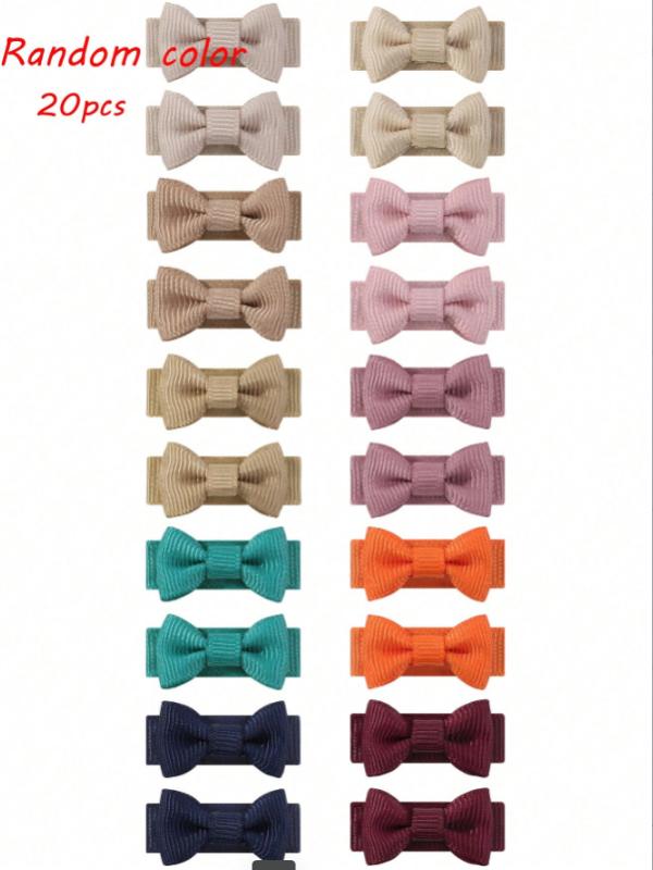 

20Pcs/Set Mini Bows Hair Clips for Baby Girls Kids Solid Color Bows Hairpins Barrettes Handmade Headwear Hair Accessories