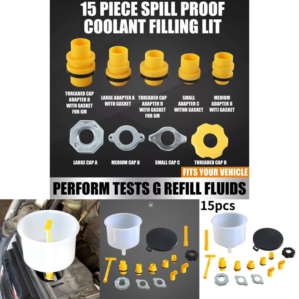 Comprehensive 15 Piece Plastic Coolant Funnel Set With Versatile Interchangeable Interfaces For Automotive Use