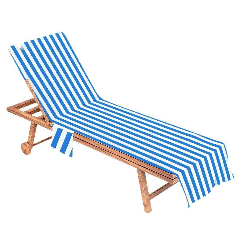 Solstolshandduk Strandstolsskydd Solstolsskydd Pool Strand Trädgård Uteplats Utomhusresor Randig Mörkblå