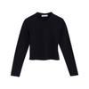 Women's Black Off-Shoulder Long Sleeve Crop Tops - Autumn/Winter High Collar Cotton Fashion T-Shirts