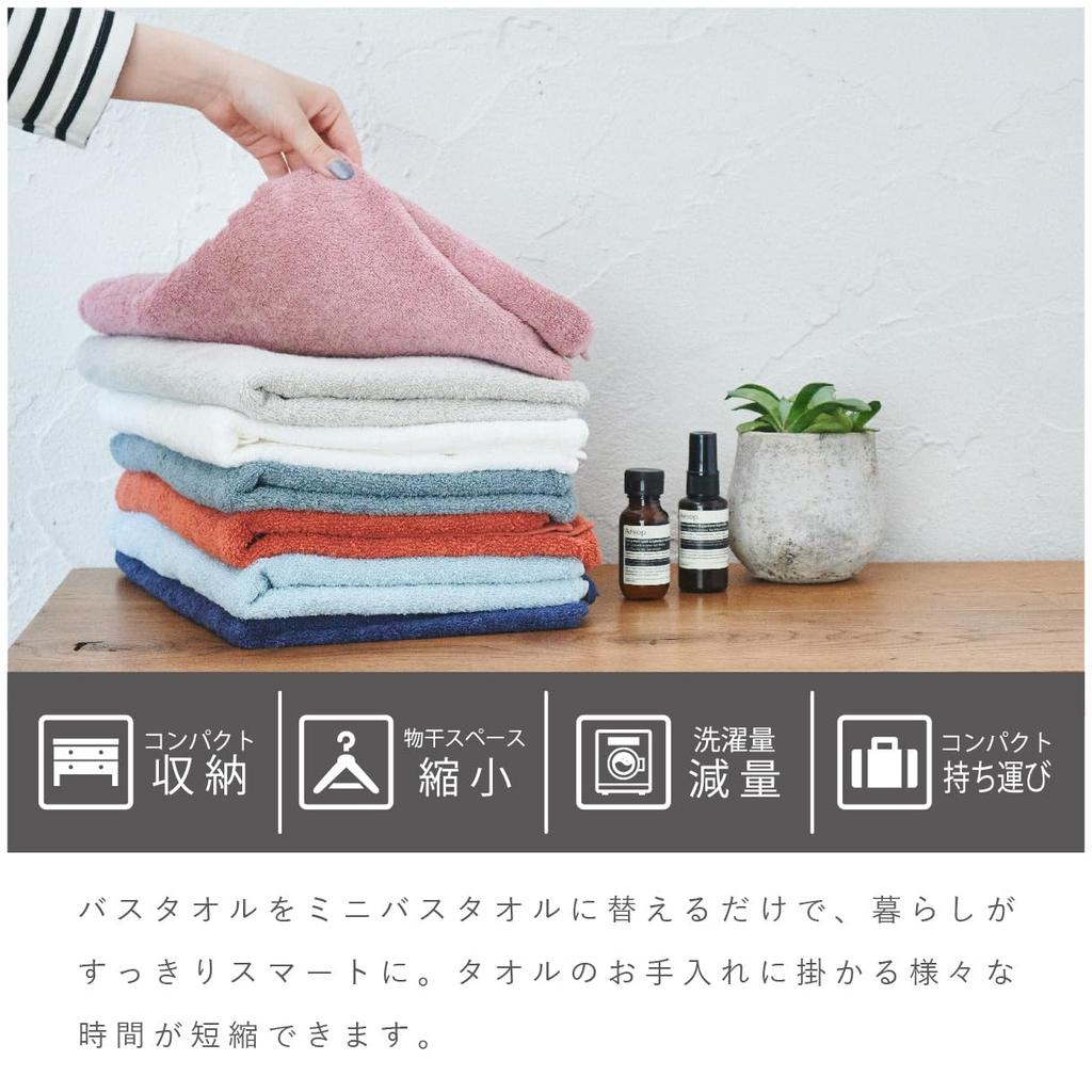 Like a Cloud Towel Set of 5 Mini Bath Towels (50x100cm) and Face Towels (Fluffy) Navy X Gray