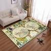 Vintage World Map with Ornate Borders Design Non-slip Rug Suitable for Living Room and Bedroom Sofas