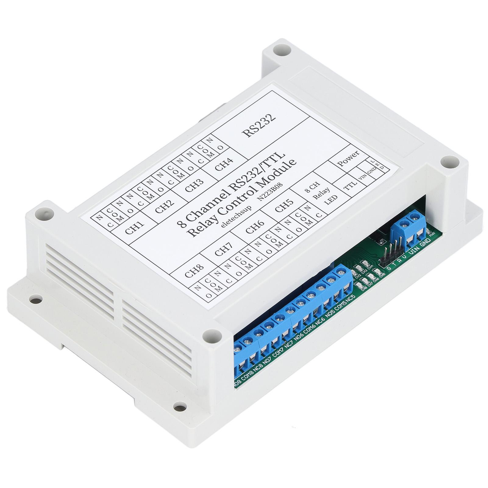 

N223B08 8CH DC 12V RS232 Relay Module Serial Port Remote Control Switch Board with LEDWith Shell