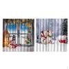 Christmas Curtain Children Room Waterproof Snowman 2Panel Drapes B