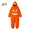 Unisex Fleece Pajamas Halloween Pumpkin Onesie for Adults, Plush Orange Sleepwear Hooded Costume, Oversized Loose Loungewear Family Matching Costumes