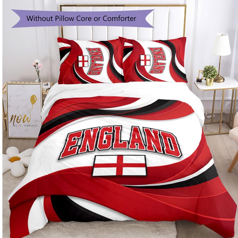 England Football Printed Bedding 3 Piece Set Cozy Breathable Bed Cover Set As Housewarming Holiday Gift