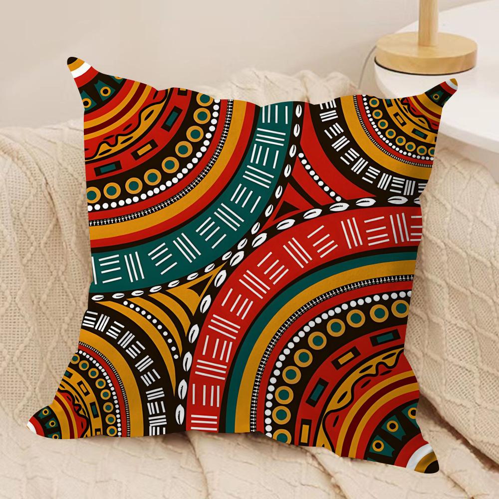 African Style Fabric Print Cushion Cover Pillowcase Ultra Soft Skin Friendly Fabric Cloud Like Comfort & Concealed Zipper