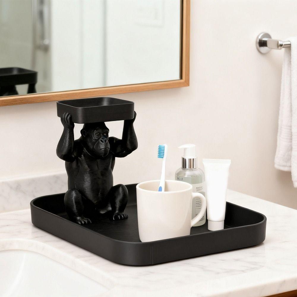 Creative Plastic Gorilla Storage Tray Cute Unique Jewelry Display Rack Decorative Gorilla Tray Ornament Bedroom