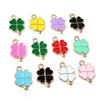20pcs 18x12mm Enamel Clover Charms Pendant Alloy Metal DIY Jewelry Making Accessories Findingsn  for Bracelet Earrings Necklace