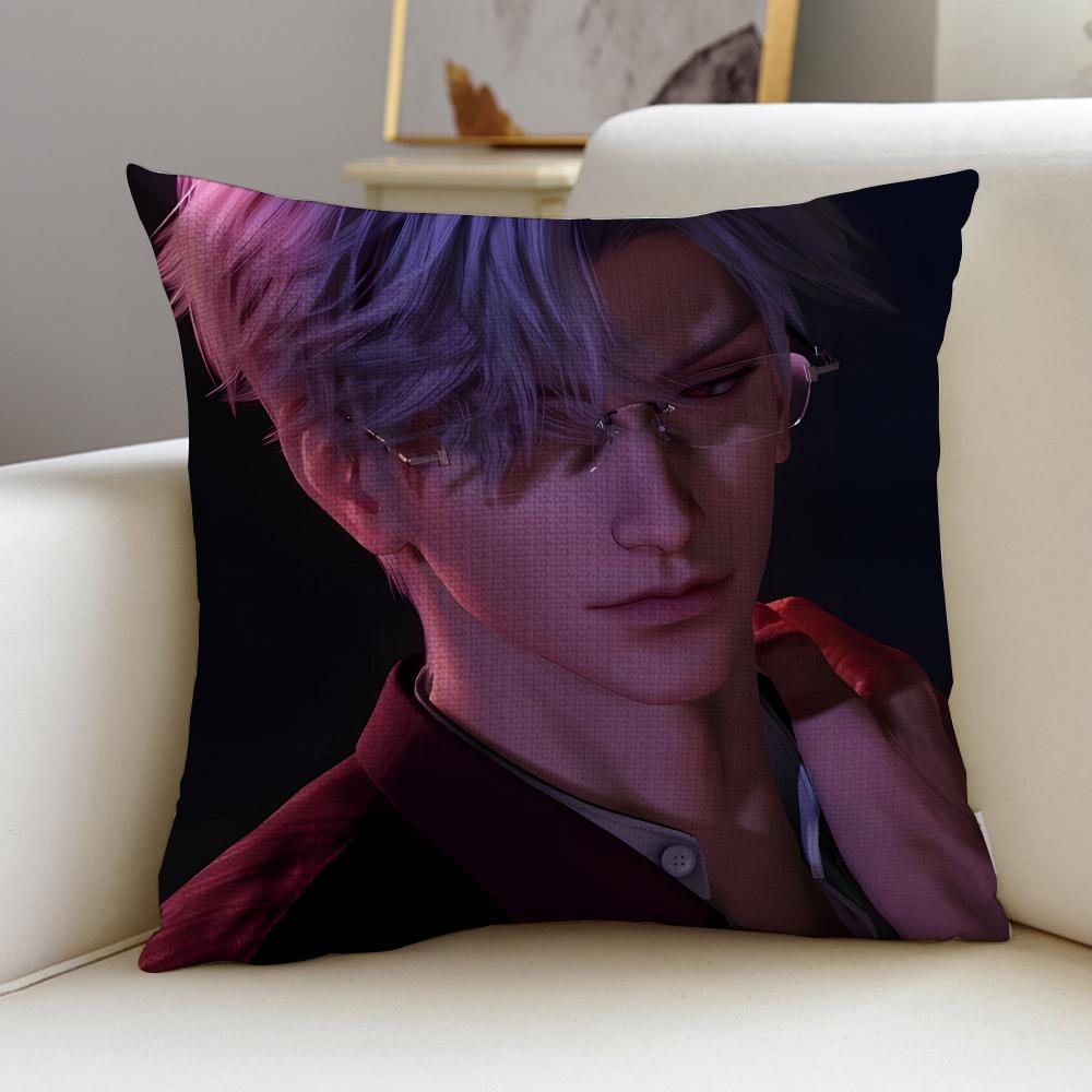 Romantic LLove and DeepspaceS Cushion Cover Breathable and skinfriendly linen pillowcase square removable and washable cushion