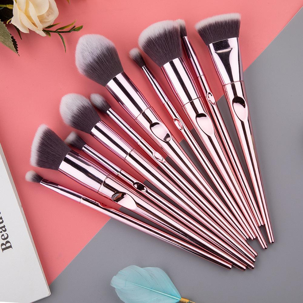 10 Wet and Wild Series Makeup Brush Set, Tapered Finger Print Handle Brush, Eye Brush Makeup