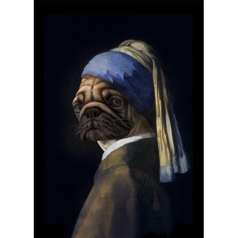 İnci küpeli ünlü kız, posterler, tuval, yağlı boya, komik köpek yavrusu, çiçekler, gitar, oturma odası için duvar sanatı, ev dekoru