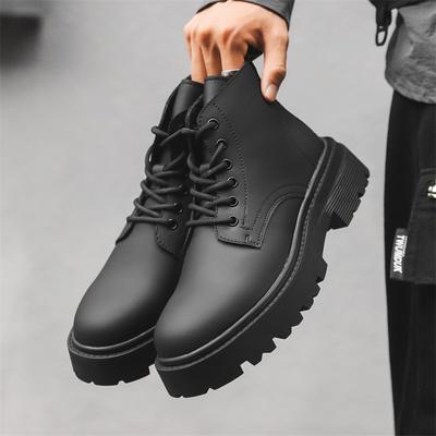 Herren Casual Business Hochzeit Original Lederstiefel Schwarz Stilvolle Schnürschuhe Cowboy Herbst Winter Stiefel Plateau Knöchel Botas