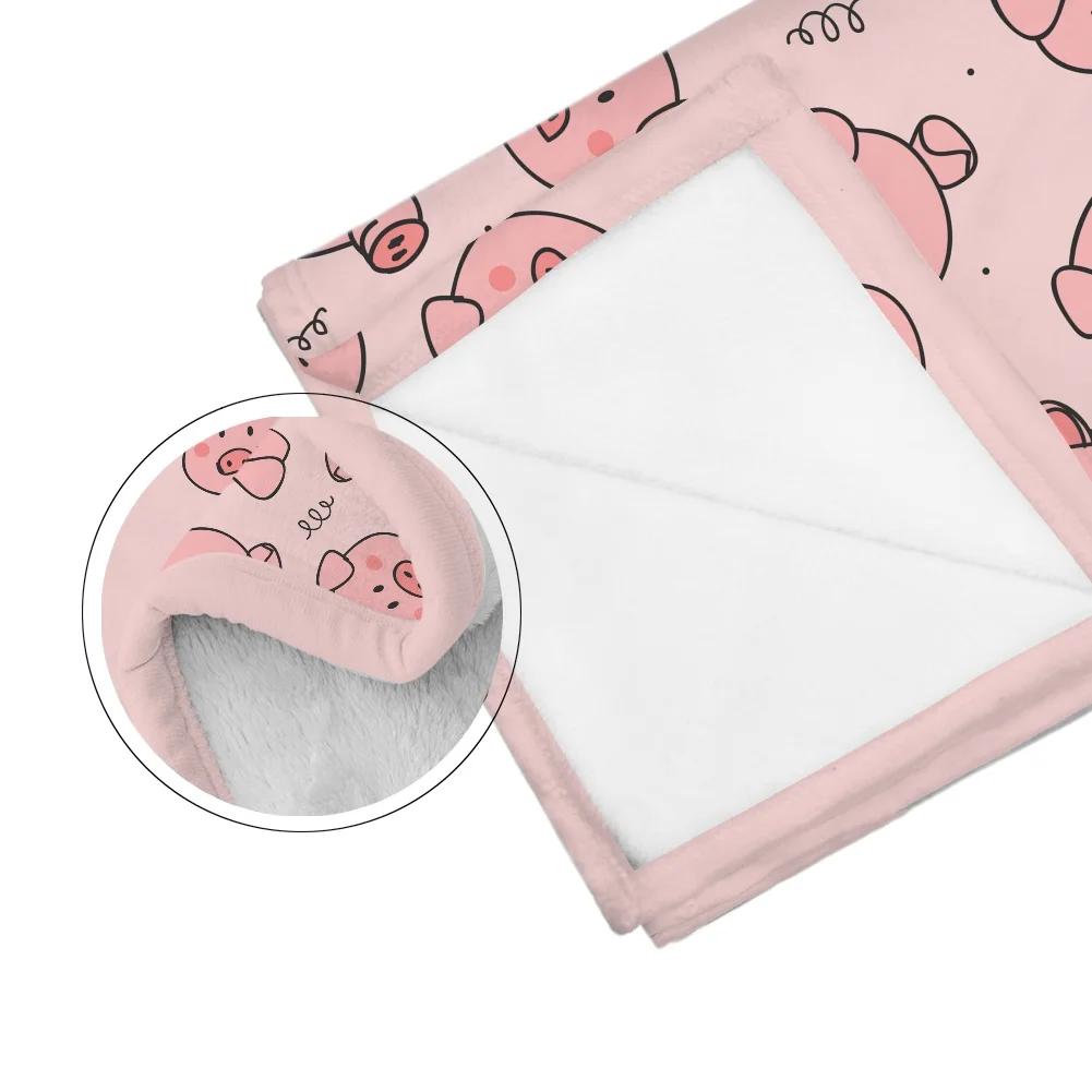 Cute Pig Pink Fleece Blanket Soft Warm Bedroom Throw Blanket On Bed Sofa Bedding Travel Sherpa Blankets for Adult Kids Quilt