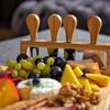 Bamboo Cheese Board Serving Tray Knife Set Kitchen Chopping Bread Cutting Holder 4-Piece Cheese Platter Cooking Tools
