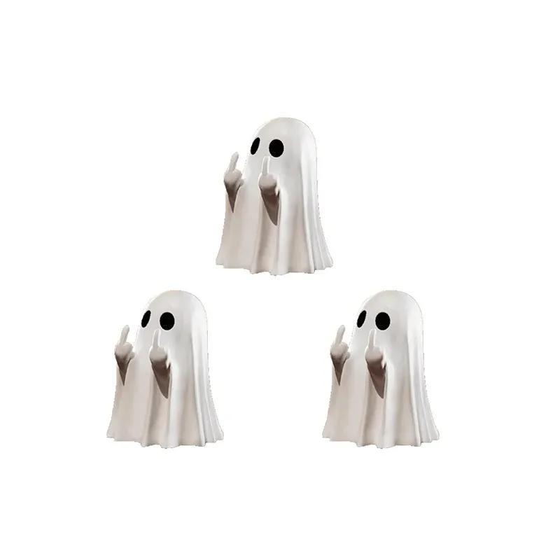 Resin Ghost Middle Finger Statue Cute Naughty Party Scene Desk Decor Gift Small Sculpture For Friends Home Decor All Saints' Day