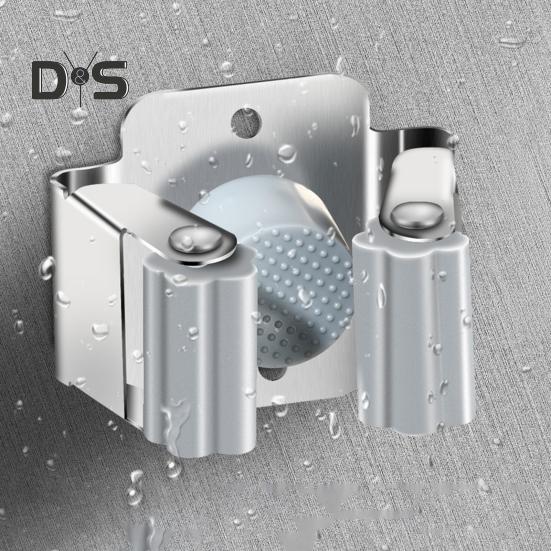 Wall Mount Broom Holder Non-Slip Design Simple Installation Stainless Steel Heavy Duty Mop Holder Broom Hanger with Screws