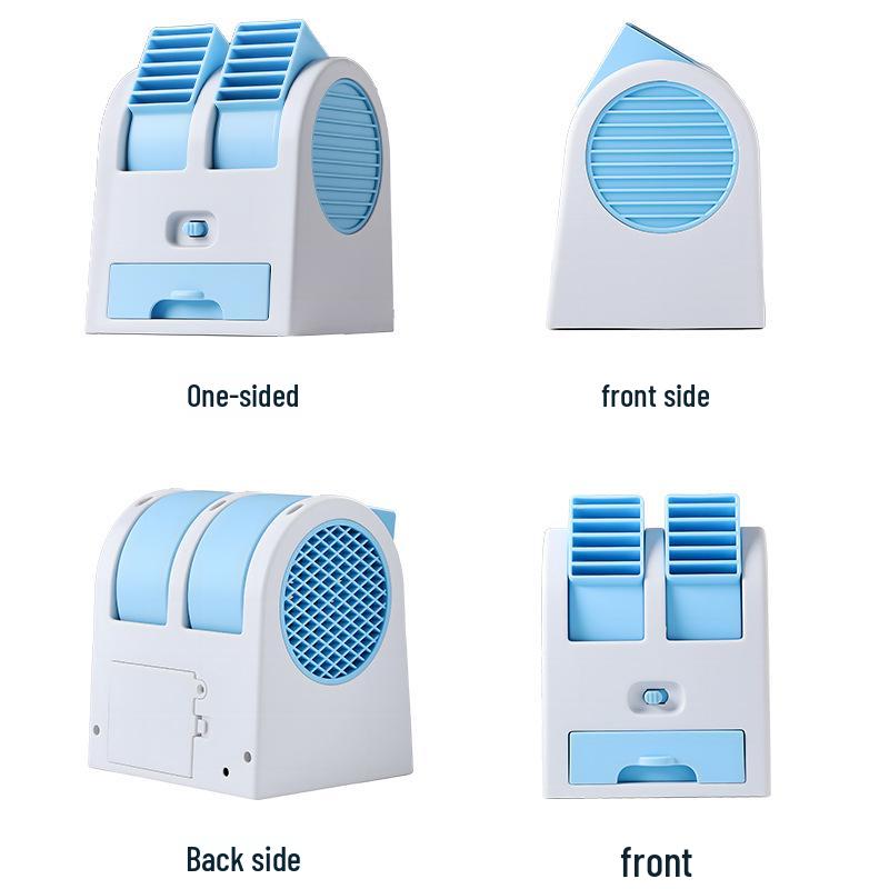 

Portable Rechargeable Dual-Port USB Mini Air Conditioner Fan for Dorms and Outdoors Blue Direct Insert [Add Water and Ice]