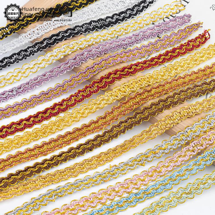Ribete de Encaje Dorado de 1 cm de Ancho - 11 m para Cortinas, Sofá, Zapatos, Sombreros y Accesorios