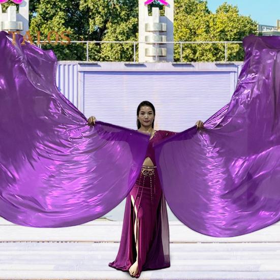 Tańcząca flaga z rozszerzalnym patykiem, półokrągły kształt, jasny kolor, połysk, powierzchnia, kostiumy, rekwizyty, akcesoria, flaga pochwalna