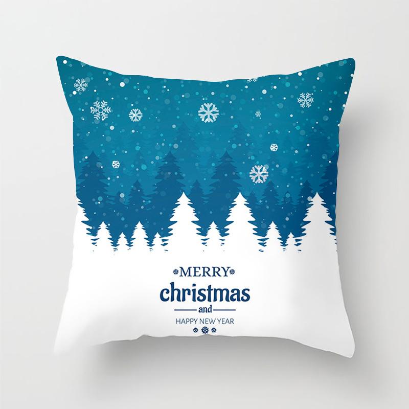 Heimdeko Weihnachten Schneemuster Kissenbezug Polyester Dekorative Kissenhülle Neujahr Sofa Kissenbezug