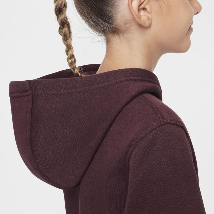 Nike Sportswear Club Soft Comfortable Pullover Hoodie Kids Hoodies Burgundy White HJ3156-652