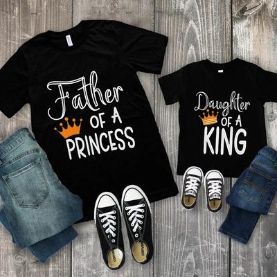 Vater der Prinzessin Tochter des Königs T-Shirt Lustige Grafik Y2k Oberteile Vaters Papa Oberteile Eltern-Kind Familienpartner-T-Shirts
