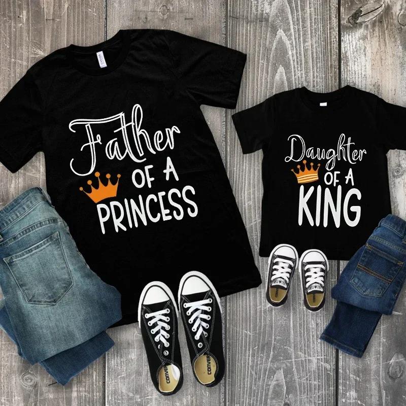 Father of The Princess Daughter of The King T-Shirt Funny Graphic Y2k Tops Father's Dad Tops Parent-child Family Matching Tees