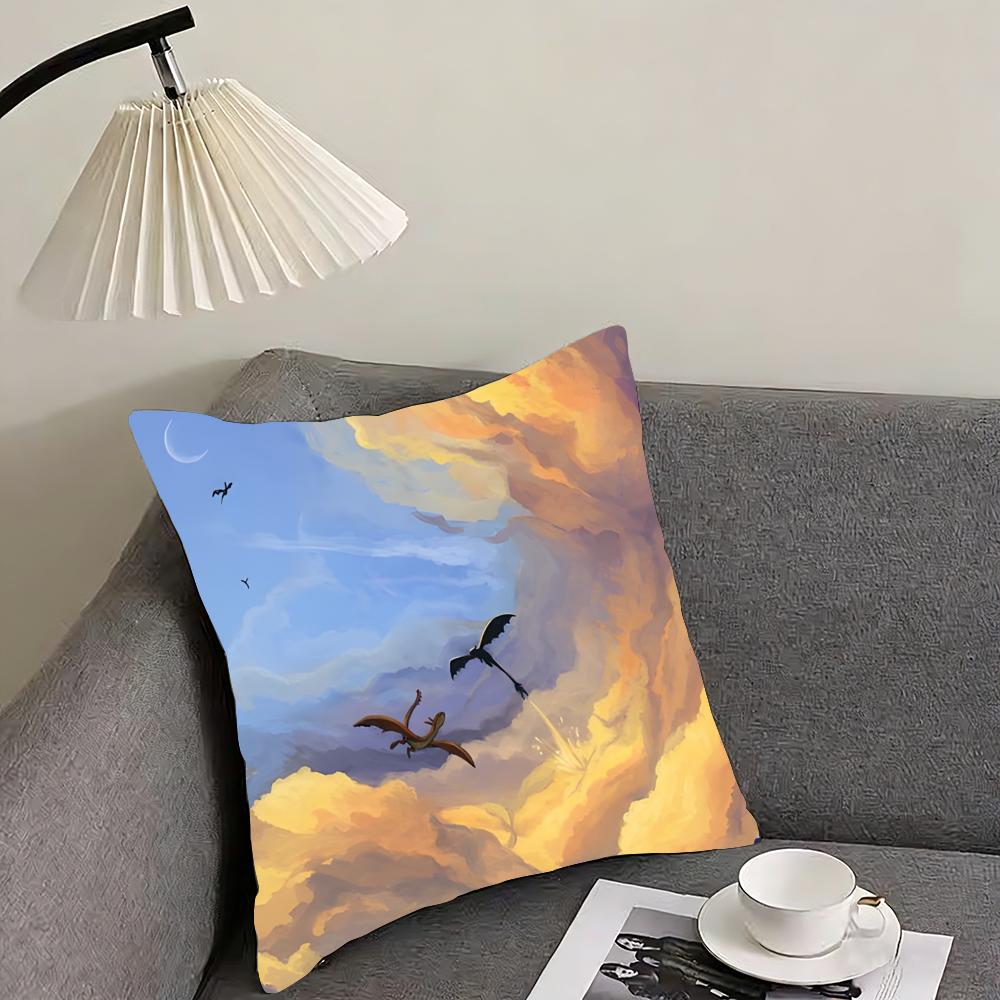 F-Fourth W-Wing Dragon Cushion Cover Reversible Plush Pillow Cover – For car, sofa, bedroom, perfect as a gift.