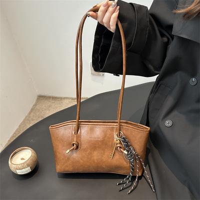 Large Capacity Pu Leather Shoulder Bags For Women Girls  Trendy Handbags Retro Tote Bag Commuter Shoulder Bag Gifts